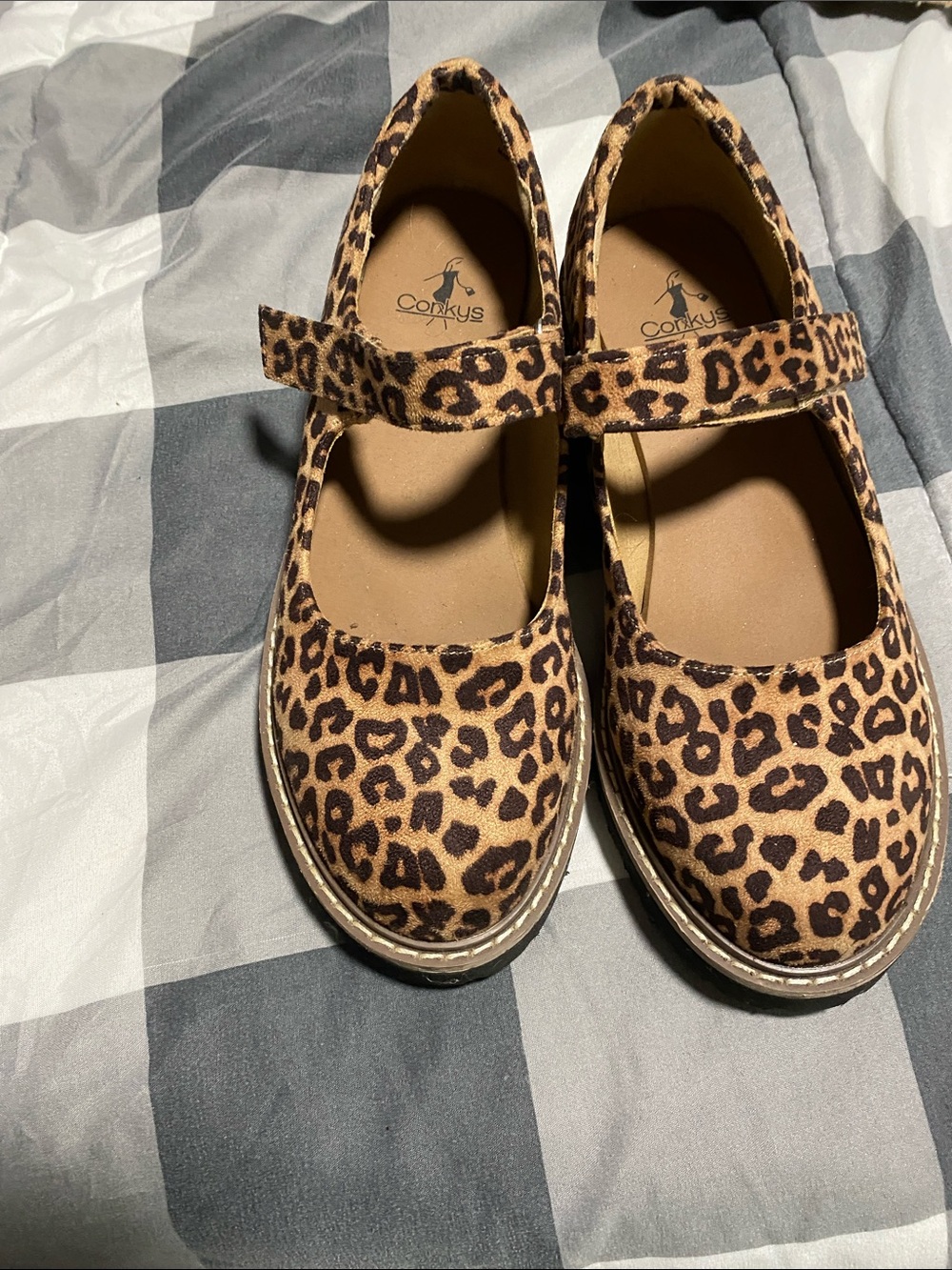 Corkys Leopard Print Mary Jane Flats - Brown